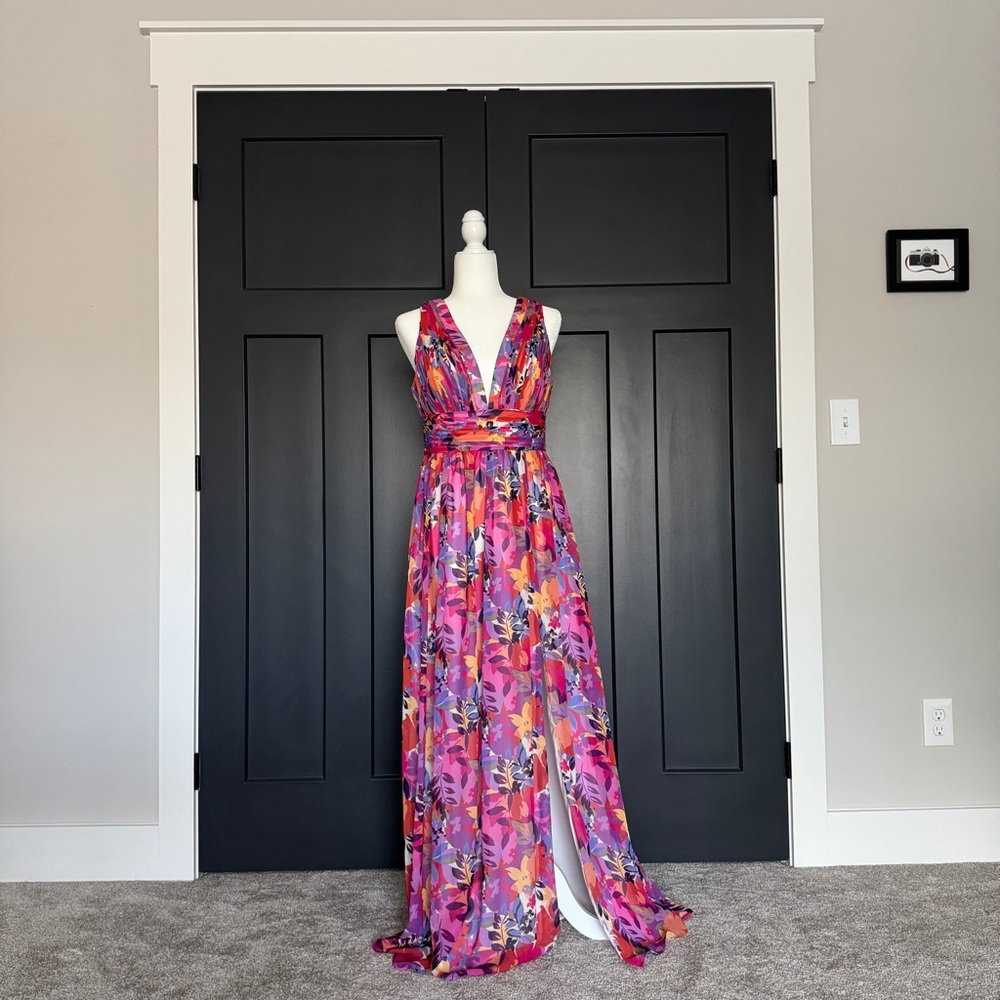 Floral Pink Halter Maxi Dress